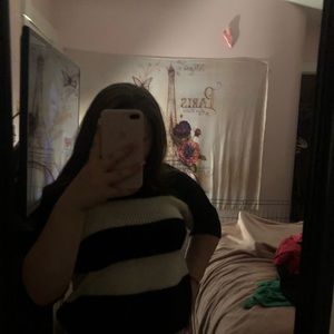 White and black sweater